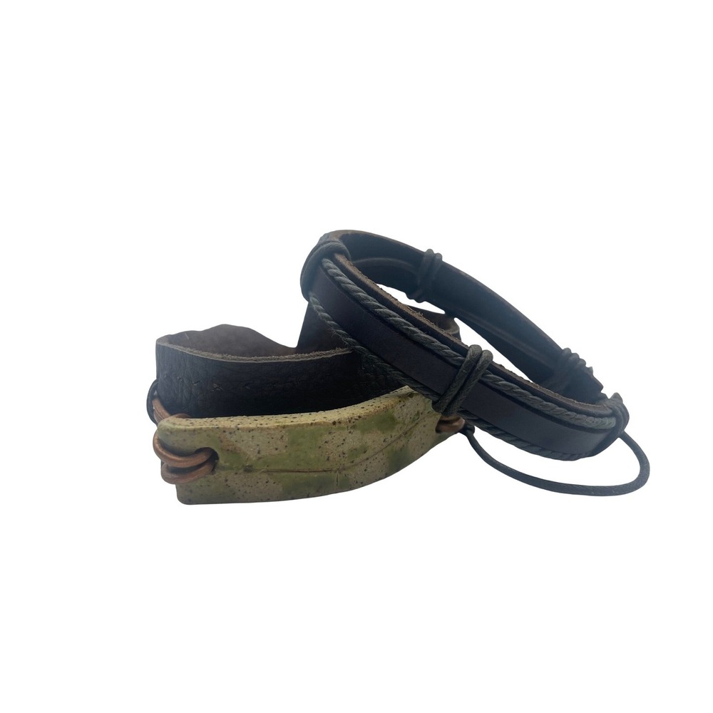 2‎ bracelets Leather Bracelets Adjustable Band Boho Hippie Style Fashion Jewelry